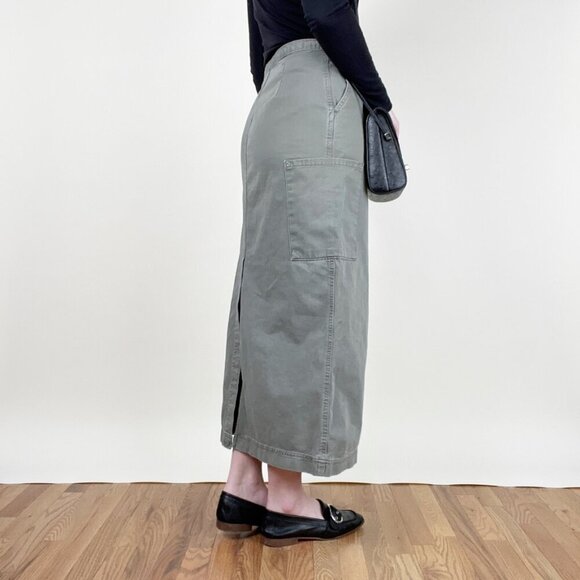 Vintage 90s Y2K Cargo Midi Maxi Skirt Column Straight Utility Grunge Punk Army - Picture 2 of 8